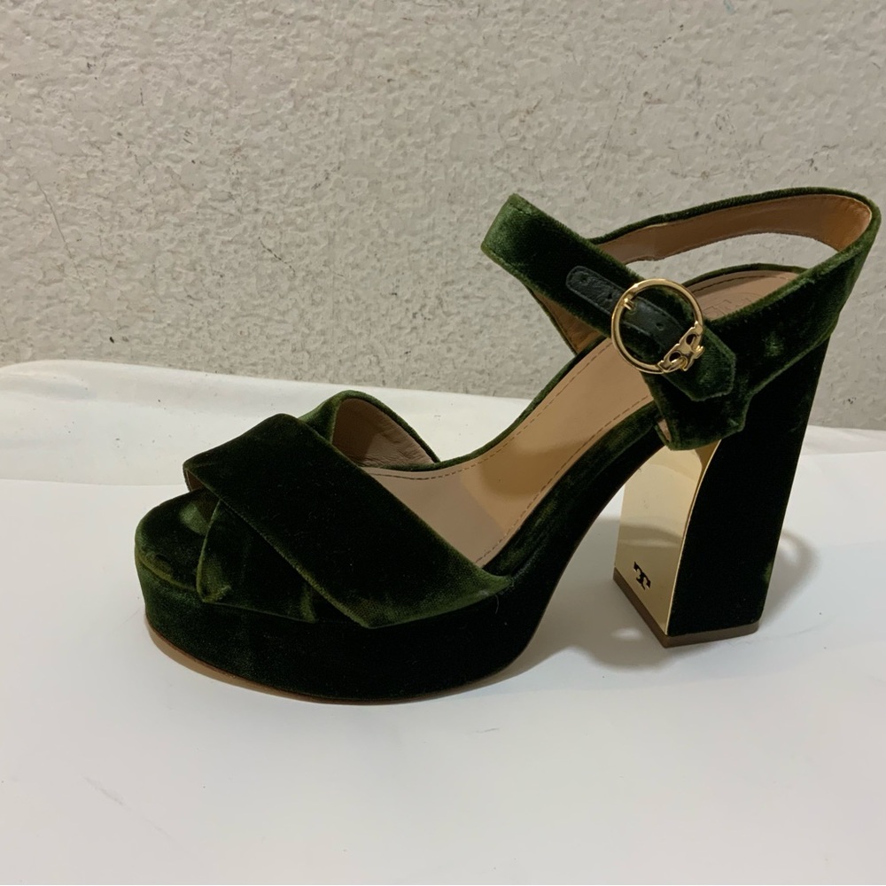 Tory Burch Loretta Velvet Platform Sandals 7 M - Picture 2 of 14